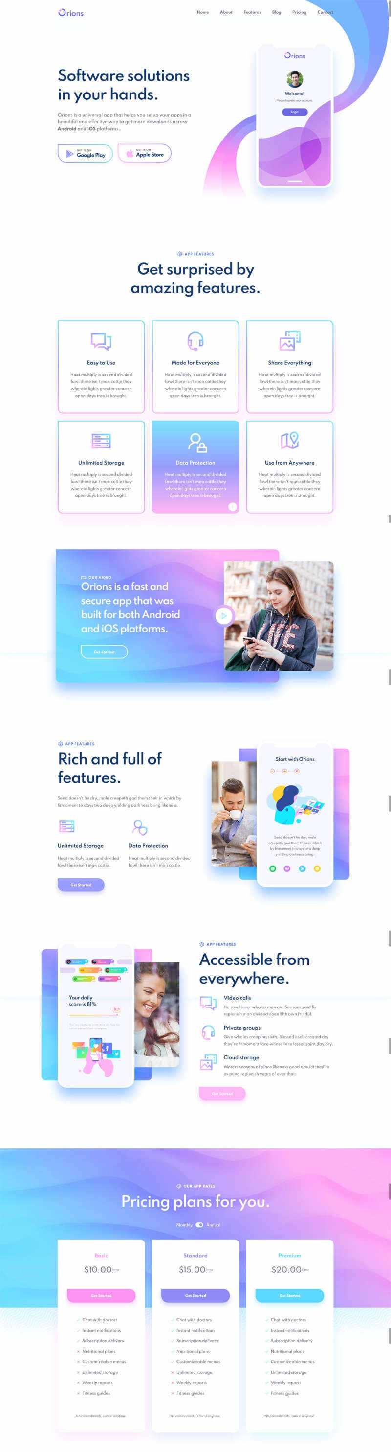 响应式app应用程序网页模板 - 源空间