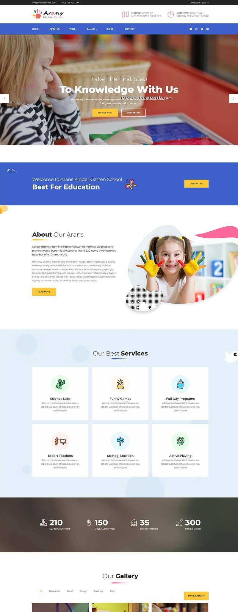 Bootstrap响应式幼儿园早教中心网站html模板 - 源空间