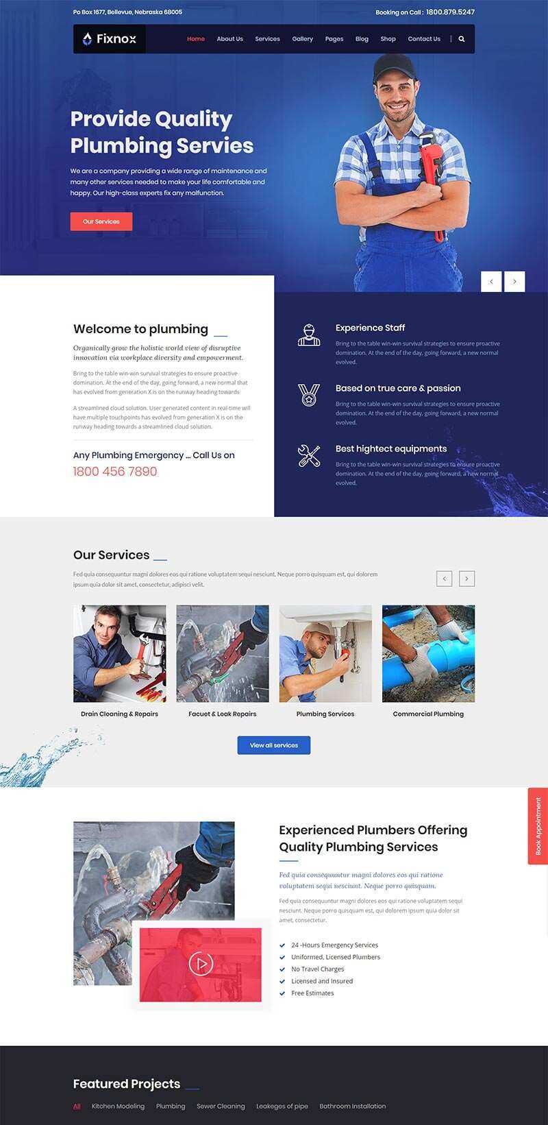 Bootstrap管道修理家政保洁公司网站html模板 - 源空间
