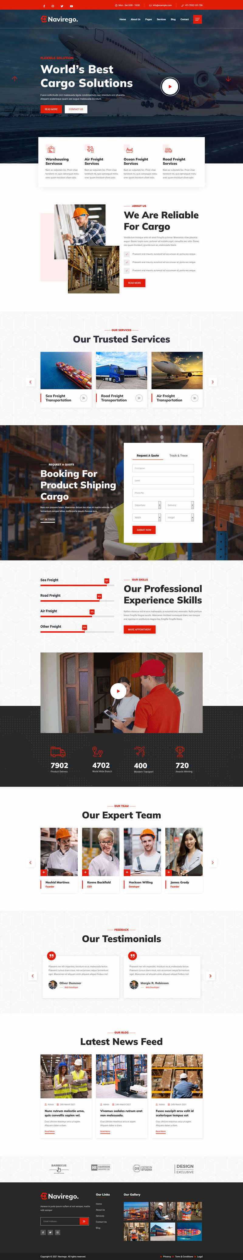 bootstrap红色的物流快递公司网站HTML模板 - 源空间