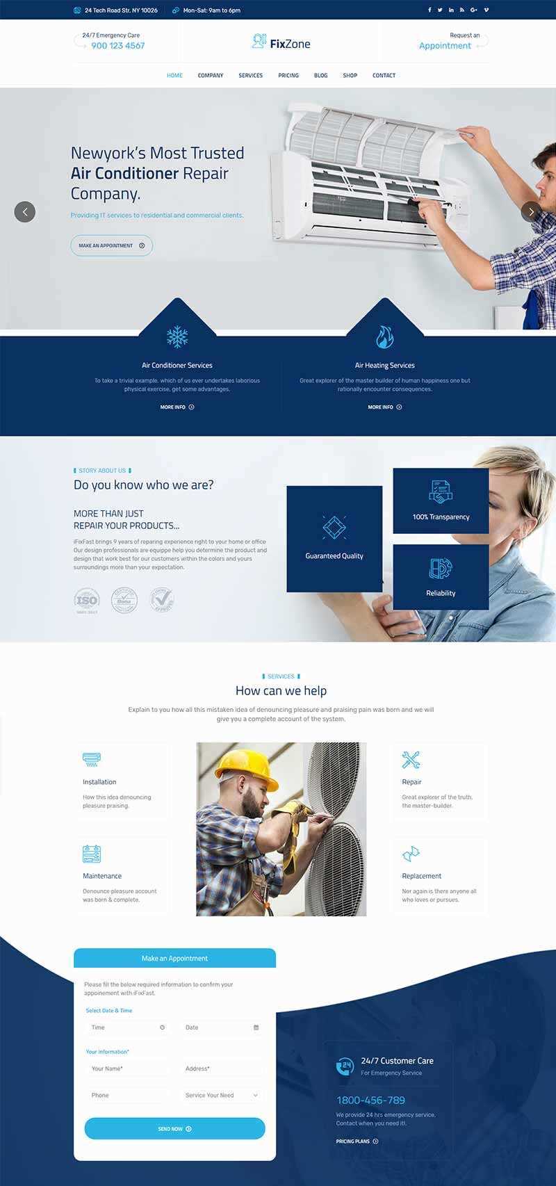 Bootstrap空调电器维修服务网站HTML模板 - 源空间