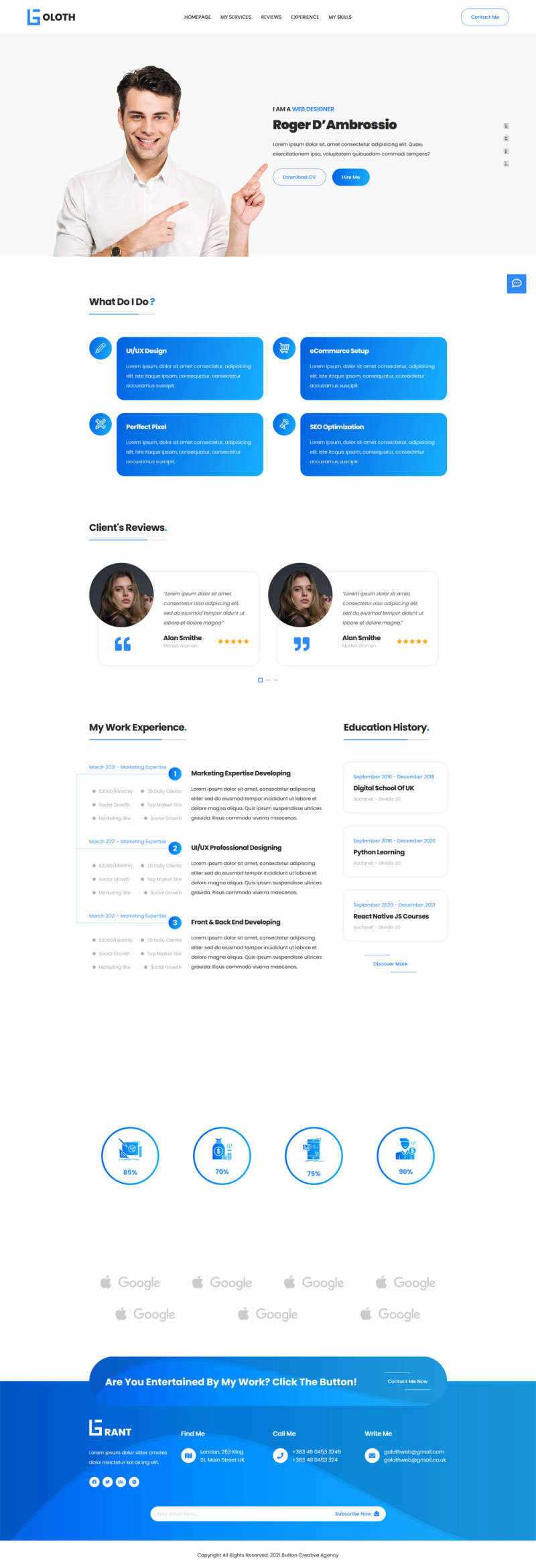 bootstrap多功能响应式个人简历单页html模板 - 源空间