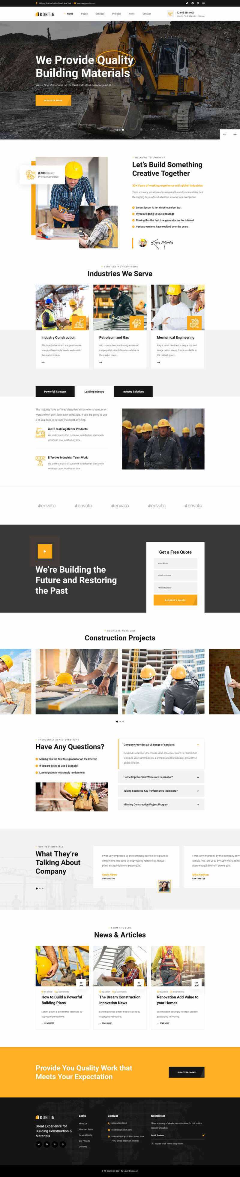 响应式工业、工厂和建筑业务公司网站html模板 - 源空间