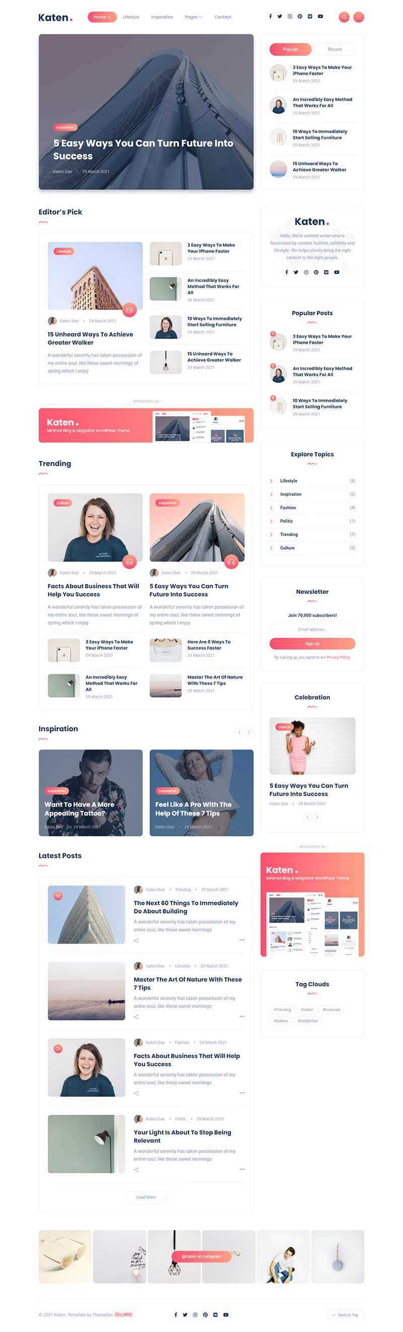 bootstrap响应式博客和杂志HTML模板 - 源空间