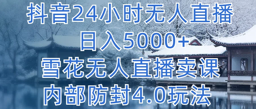 抖音24小时无人直播，日入5000+，雪花无人直播卖课，内部防封4.0玩法 - 源空间