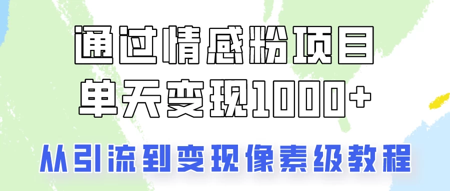 关于情感粉变现项目，我是怎么做到单天赚1000+的？从引流到变现像素级教程 - 源空间