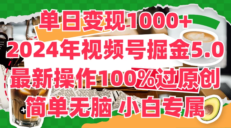 单日变现1000+，2024年视频号掘金5.0，最新骚操作100%过原创玩法，简单无脑，小白专属 - 源空间