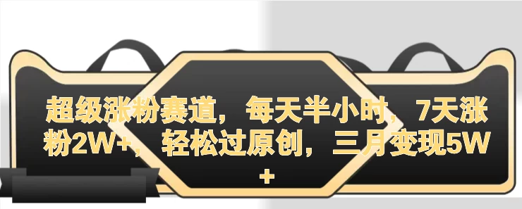 超级涨粉赛道，每天半小时，7天涨粉2W+，轻松过原创，三月变现5W+ - 源空间