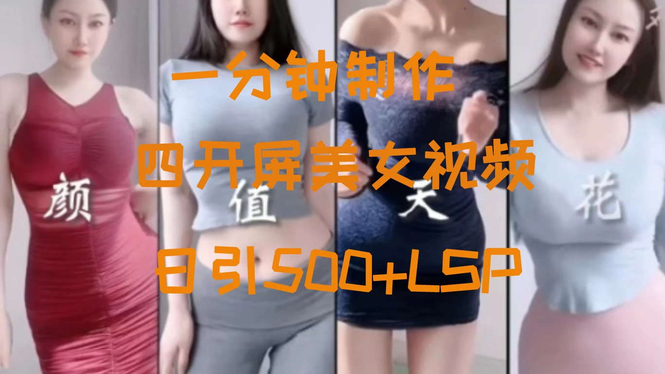 S粉新玩法，流量爆炸，美女视频四开屏，日引500+ - 源空间