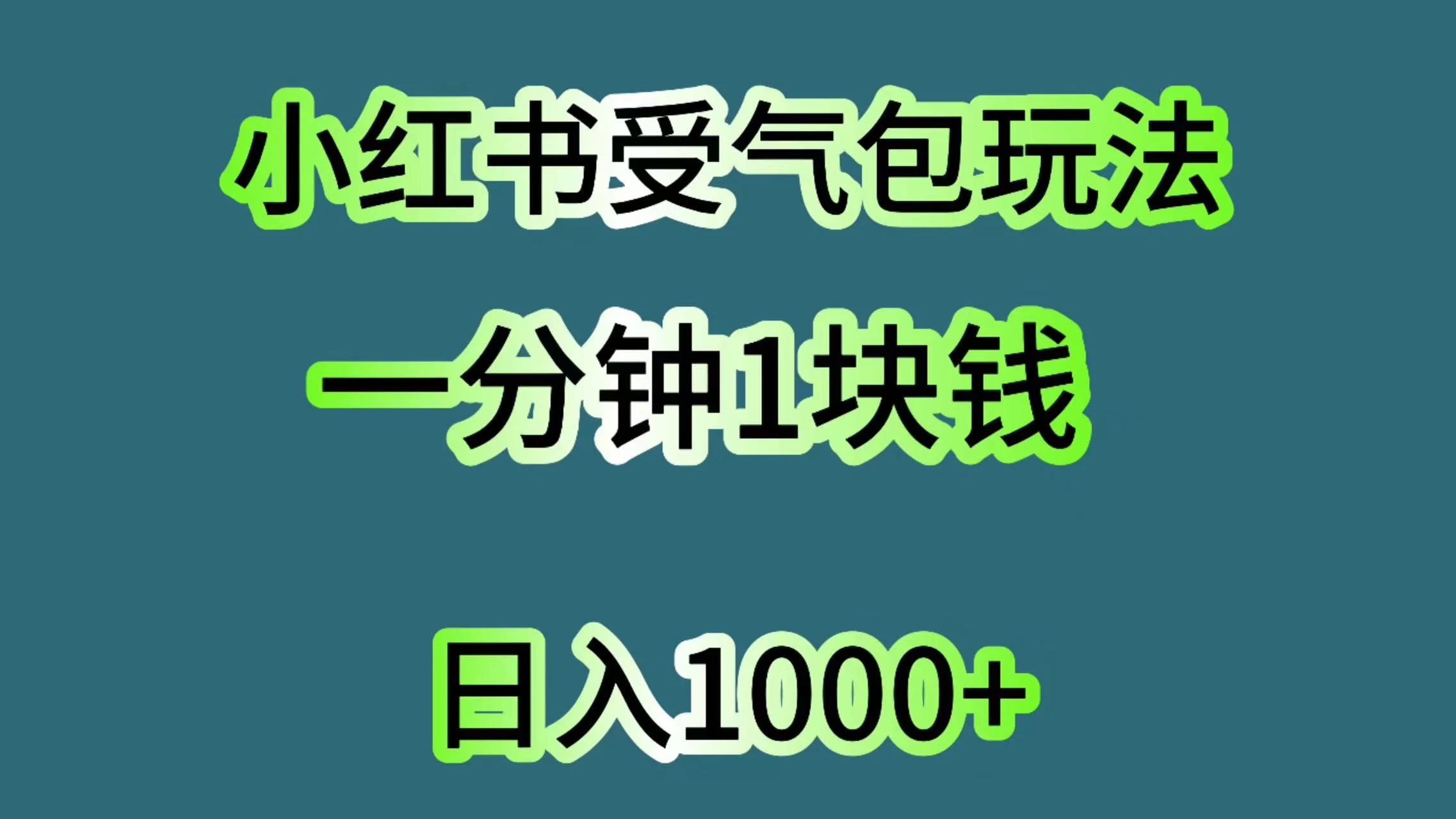 小红书受气包玩法，一分钟一块钱，日入1000+ - 源空间