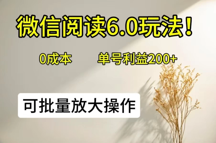 微信阅读6.0玩法！0撸，单号利益200+，可批量放大操作 - 源空间