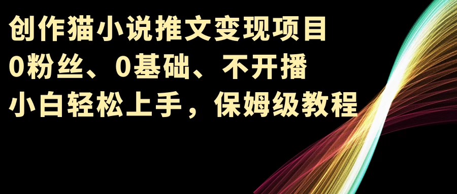 小说推文变现项目，0粉丝、0基础、不开播、小白轻松上手，保姆级教程 - 源空间