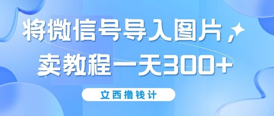 将微信号导入图片，卖教程一天300+（无脑操作！有手就会！） - 源空间