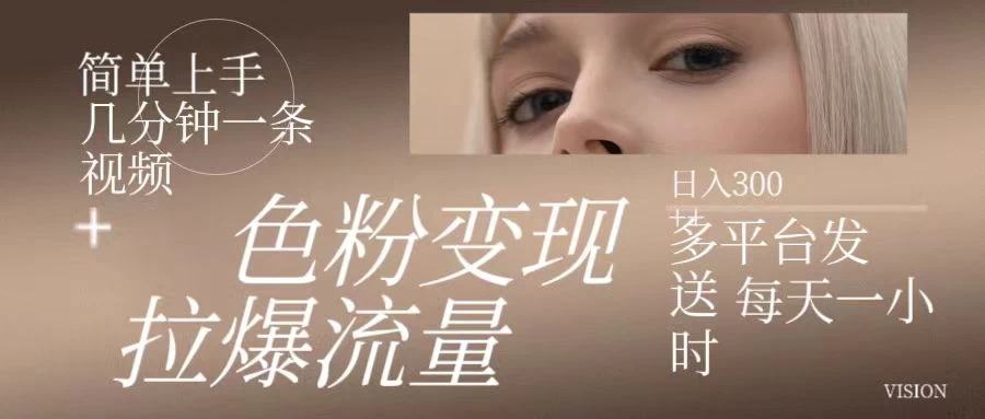 色粉变现，拉爆流量，简单上手几分钟一条视频，多平台发送每天一小时，日入300+ - 源空间