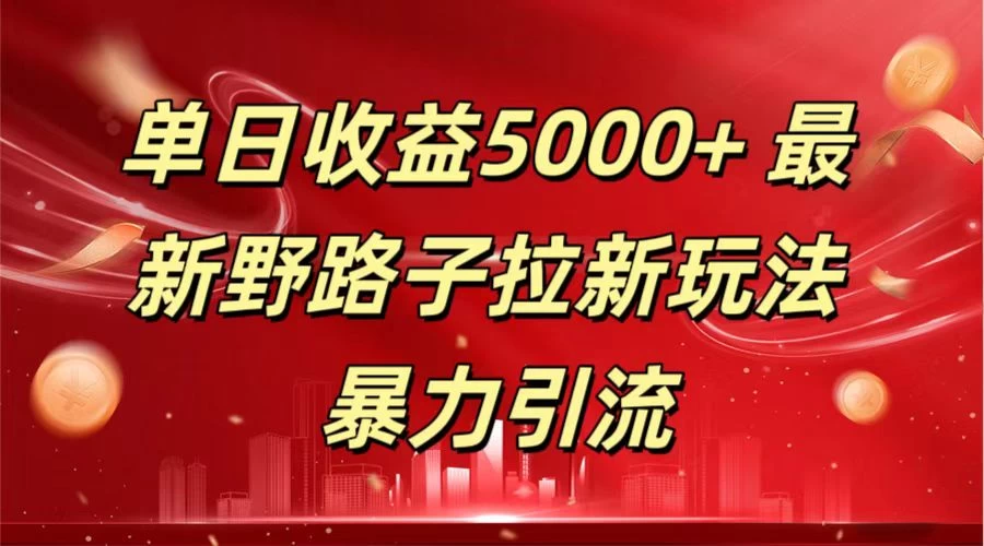 单日收益5000+ 野路子拉新玩法，一单利润43，吃瓜暴力拉新 - 源空间