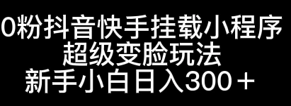 0粉抖音快手挂载小程序，超级变脸玩法，新手小白日入300+ - 源空间