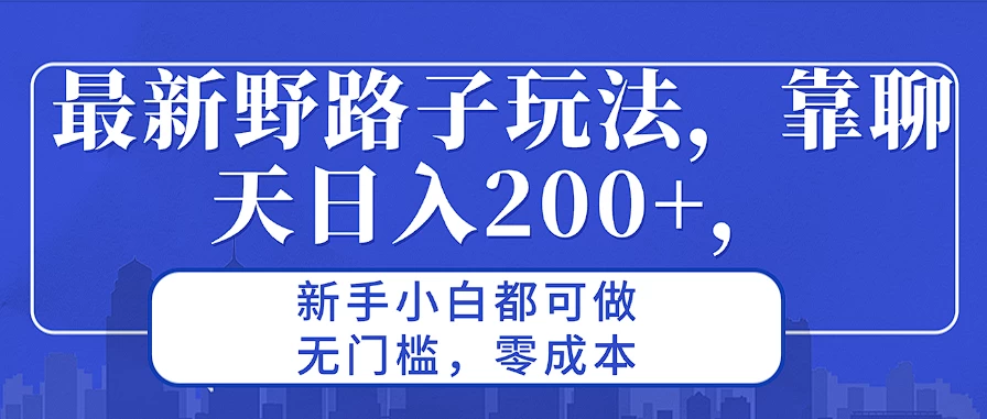 最新野路子玩法，靠聊天日入200+，新手小白都可做，无门槛，零成本 - 源空间