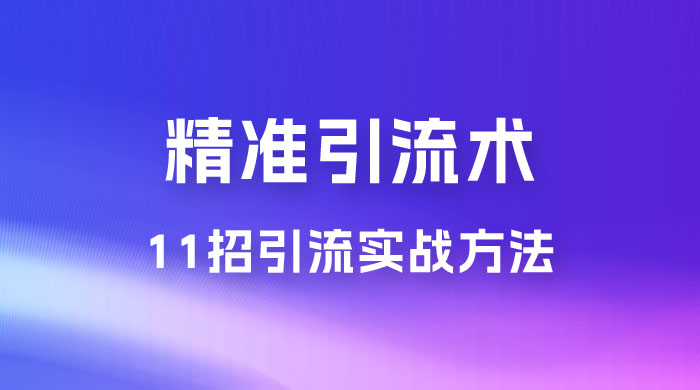精准引流术：11 招引流实战方法，让你私域流量加到爆（共 11 课） - 源空间