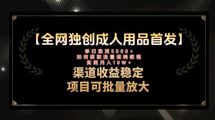 最新全网独创首发，成人用品赛道引流获客，单日卖货 5000+，月入 10w 保姆级教程 - 源空间
