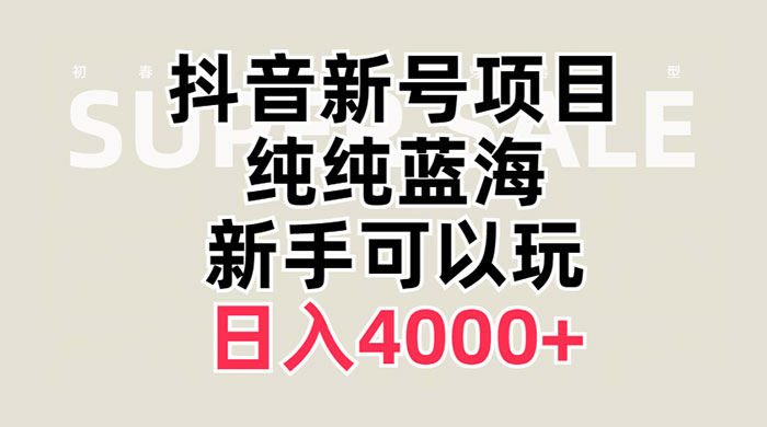 抖音新号项目，蓝海赛道，必须是新账号，日入 4000+ - 源空间