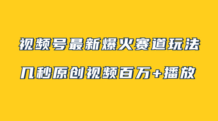 视频号最新爆火赛道玩法，几秒视频可达百万播放，小白即可操作（附素材） - 源空间