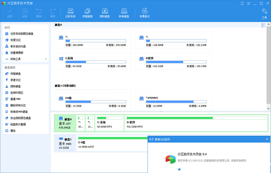 分区助手技术员版 AOMEI Partition Assistant v9.12 绿色版 - 源空间