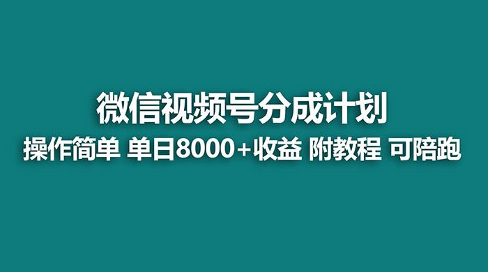 蓝海项目，视频号分成计划，单天收益 8000+，附玩法教程 - 源空间