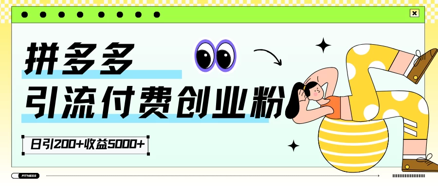 拼多多引流付费创业粉，日引200+，收益5000+ - 源空间
