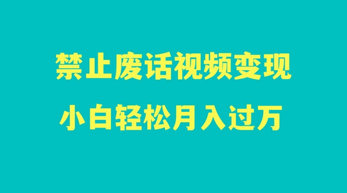 最新蓝海项目，靠禁止废话视频变现，一部手机，小白轻松月入过万！ - 源空间