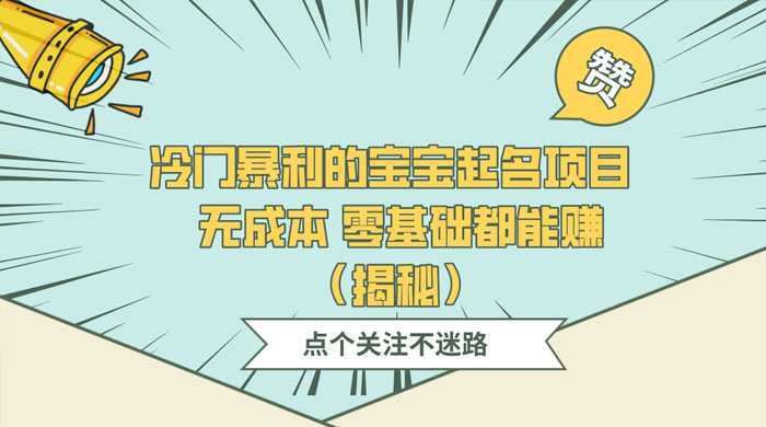 冷门暴利的宝宝起名项目 ，无成本零基础都能赚（揭秘） - 源空间