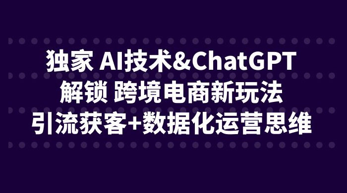 独家 AI 技术 ChatGPT 解锁跨境电商新玩法：引流获客 + 数据化运营思维 - 源空间