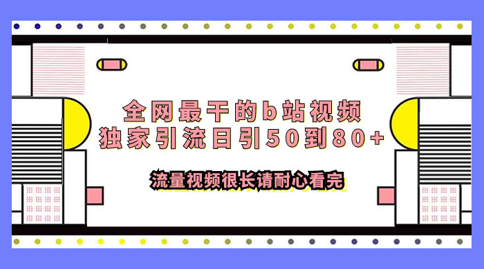 全网最干的 B 站视频独家引流，日引 50~80+ 流量 - 源空间