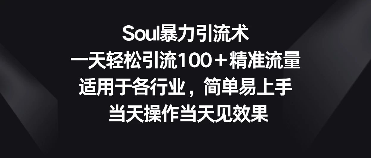 Soul暴力引流术，一天轻松引流100＋精准流量，适用于各行业，简单易上手 当天操作当天见效果 - 源空间