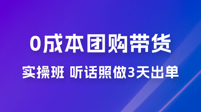 点金手 0 成本团购带货实操班，听话照做 3 天出单 - 源空间
