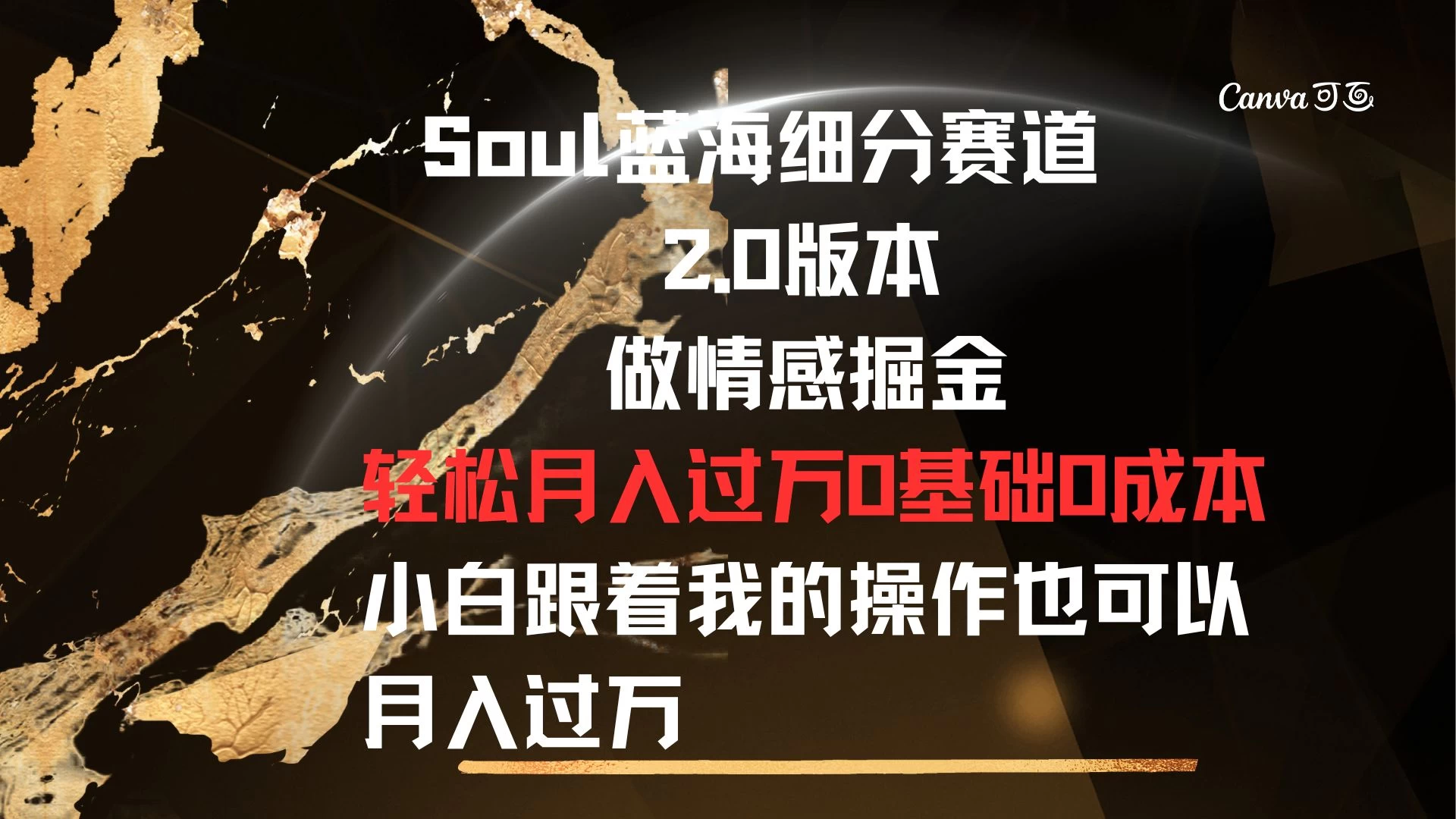 Soul蓝海细分赛道，2.0版本，做情感掘金，轻松月入过万，0基础，0成本，小白跟着我的操作也可以月入过万 - 源空间