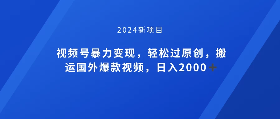 视频号创作者分成计划，搬运国外爆款视频，100%过原创，小白也能品22000+ - 源空间