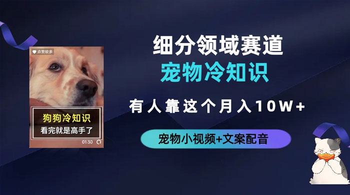 不起眼的抖音细分赛道 · 宠物冷知识：一段宠物视频配文案，有人靠这个月入 10w - 源空间