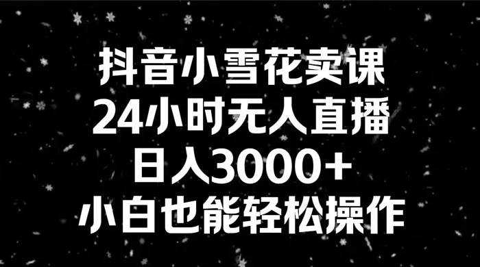 抖音小雪花卖课，24 小时无人直播，日入 3000+ ，小白也能轻松操作 - 源空间