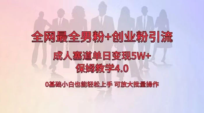 全网独创成人用品单日变现 5W+，最全男粉+创业粉引流玩法，小白也能轻松上手，保姆教学 4.0 - 源空间