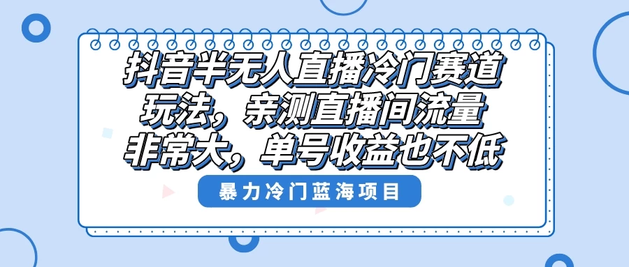 抖音半无人直播冷门赛道玩法，直播间流量非常大，单号收益也不低！ - 源空间