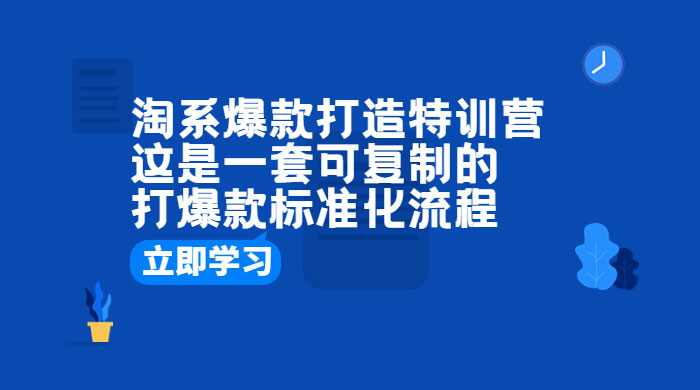 淘系爆款打造特训营：这是一套可复制的打爆款标准化流程 - 源空间