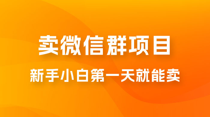 最新卖微信群项目玩法拆解：新手小白第一天就能卖，日入 300+ - 源空间