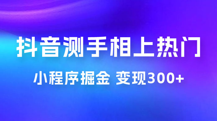 抖音小程序掘金：测手相上热门，当天见收益一小时变现 300+ - 源空间