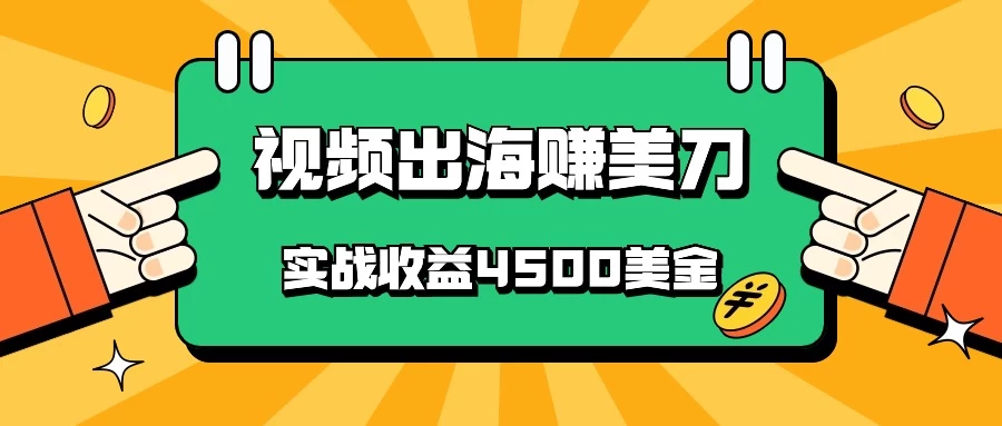 国内爆款视频出海赚美刀，实战收益4500美金，批量无脑搬运，无需经验直接上手 - 源空间