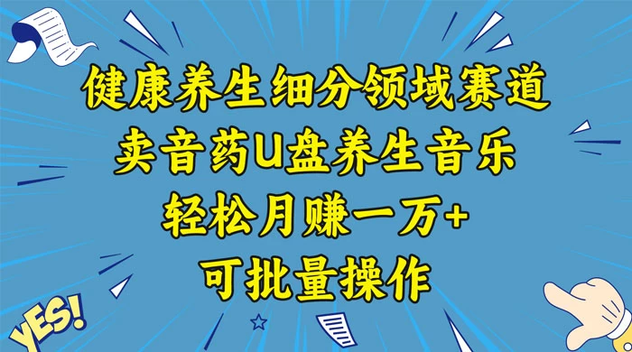 健康养生细分领域赛道，卖音药U盘养生音乐，轻松月赚一万+，可批量操作 - 源空间