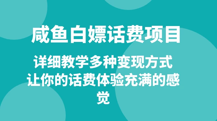 仅揭秘：咸鱼白嫖话费项目，详细教学多种变现方式，让你的话费体验充满的感觉 - 源空间