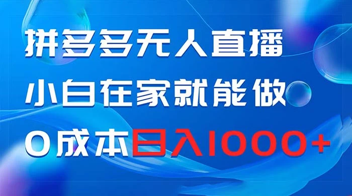 拼多多无人直播，小白在家就能做，0 成本日入 1000+ - 源空间