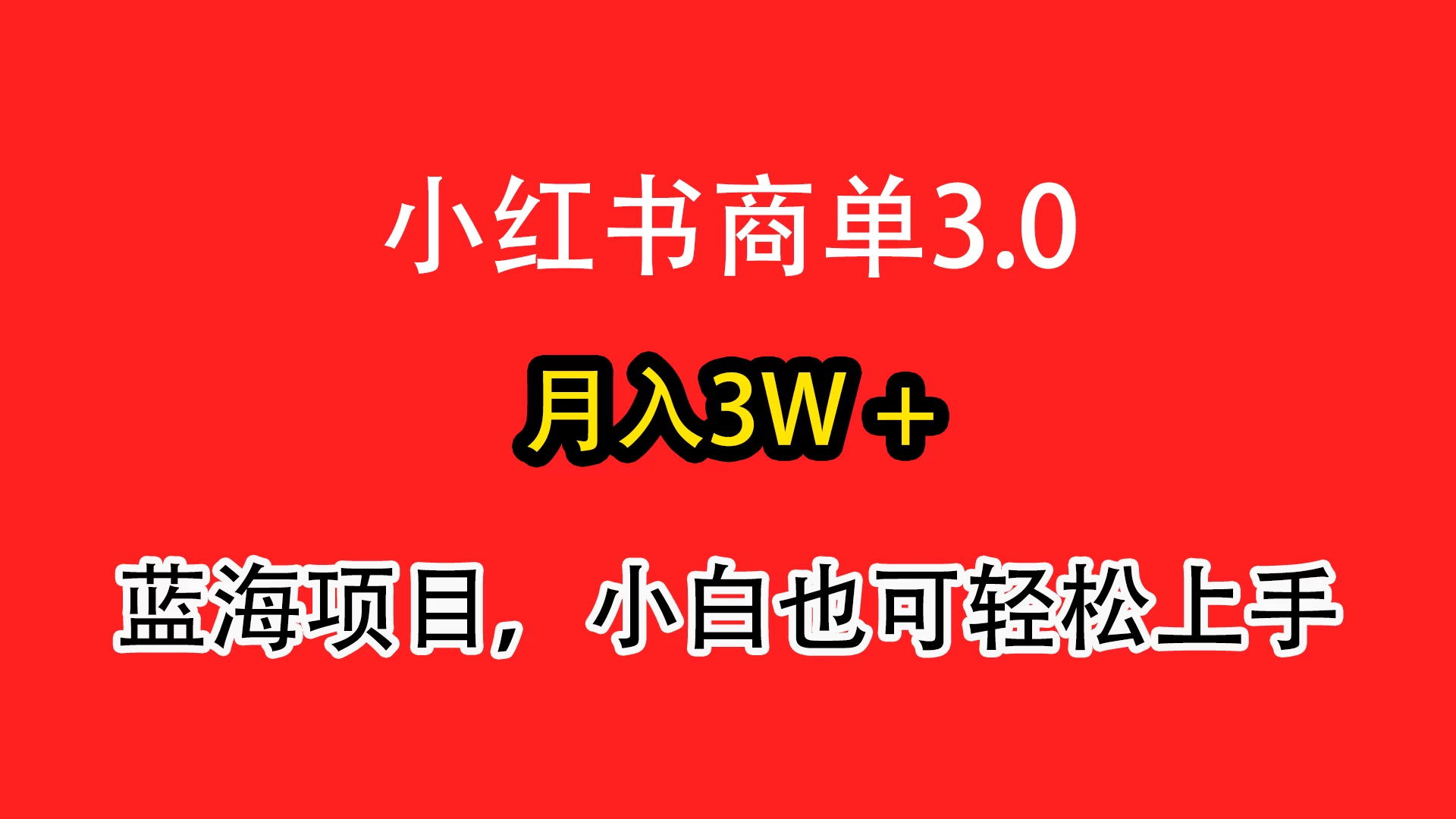 小红书商单3.0，月入3w＋，蓝海项目，小白轻松上手 - 源空间
