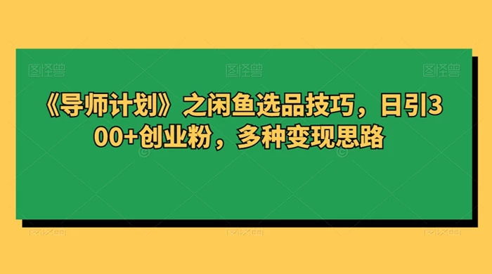 闲鱼选品技巧，日引 300+ 创业粉，多种变现思路 - 源空间