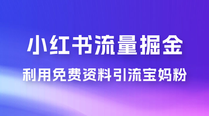 小红书流量掘金，利用免费资料暴力引流宝妈粉，私域高利润转化 - 源空间
